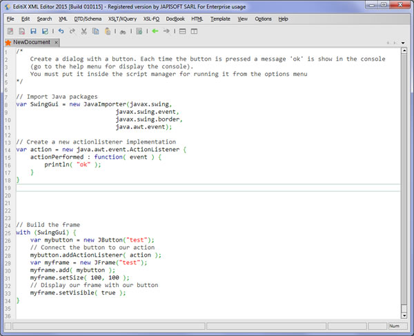 Editix XML Editor 2015 - JavaScript Editor