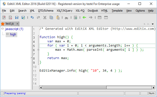 JavaScript outliner