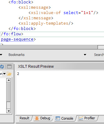 EditiX XSLT Console output
