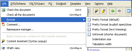 xml menu editix